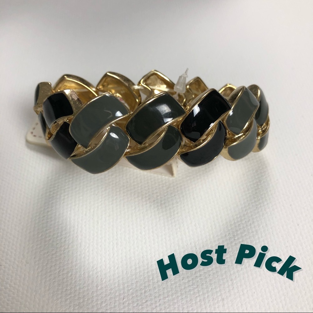 Black and Grey Enamel Stretch Bracelet